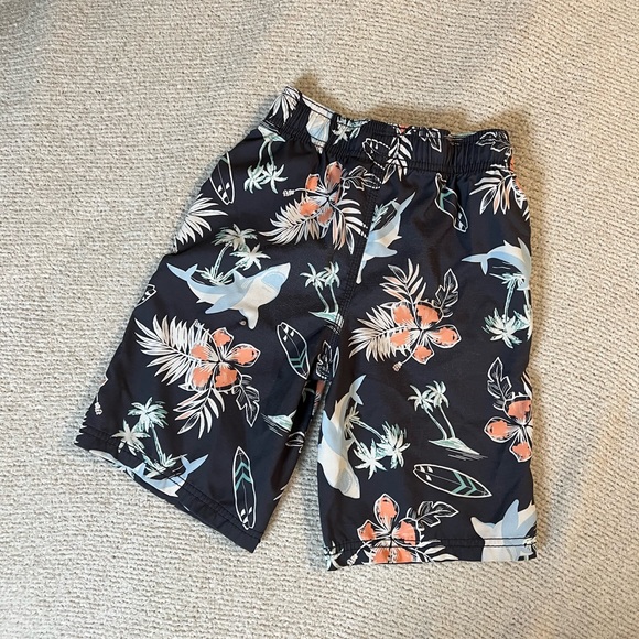 NOT FOR SALE Osh Kosh B’gosh gray tropical boys drawstring elastic swim trunks - Picture 3 of 11